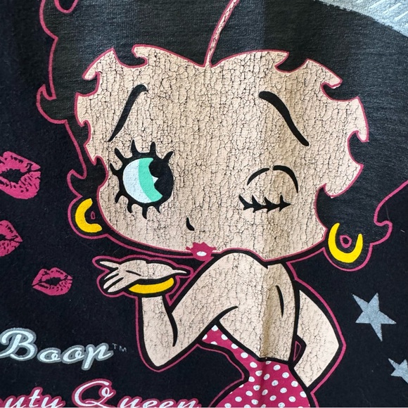 Betty Boop Y2K V-neck Beauty green short sleeve graphic T-shirt - Picture 2 of 4